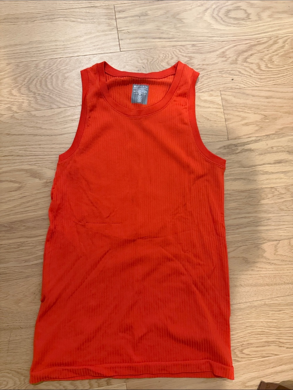 Athleta Red Ribbed Scoop Tank